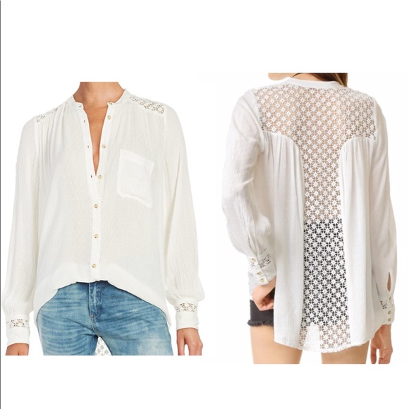 Free People ‘The Best’ Eyelet Button Down Shirt - Picture 1 of 5
